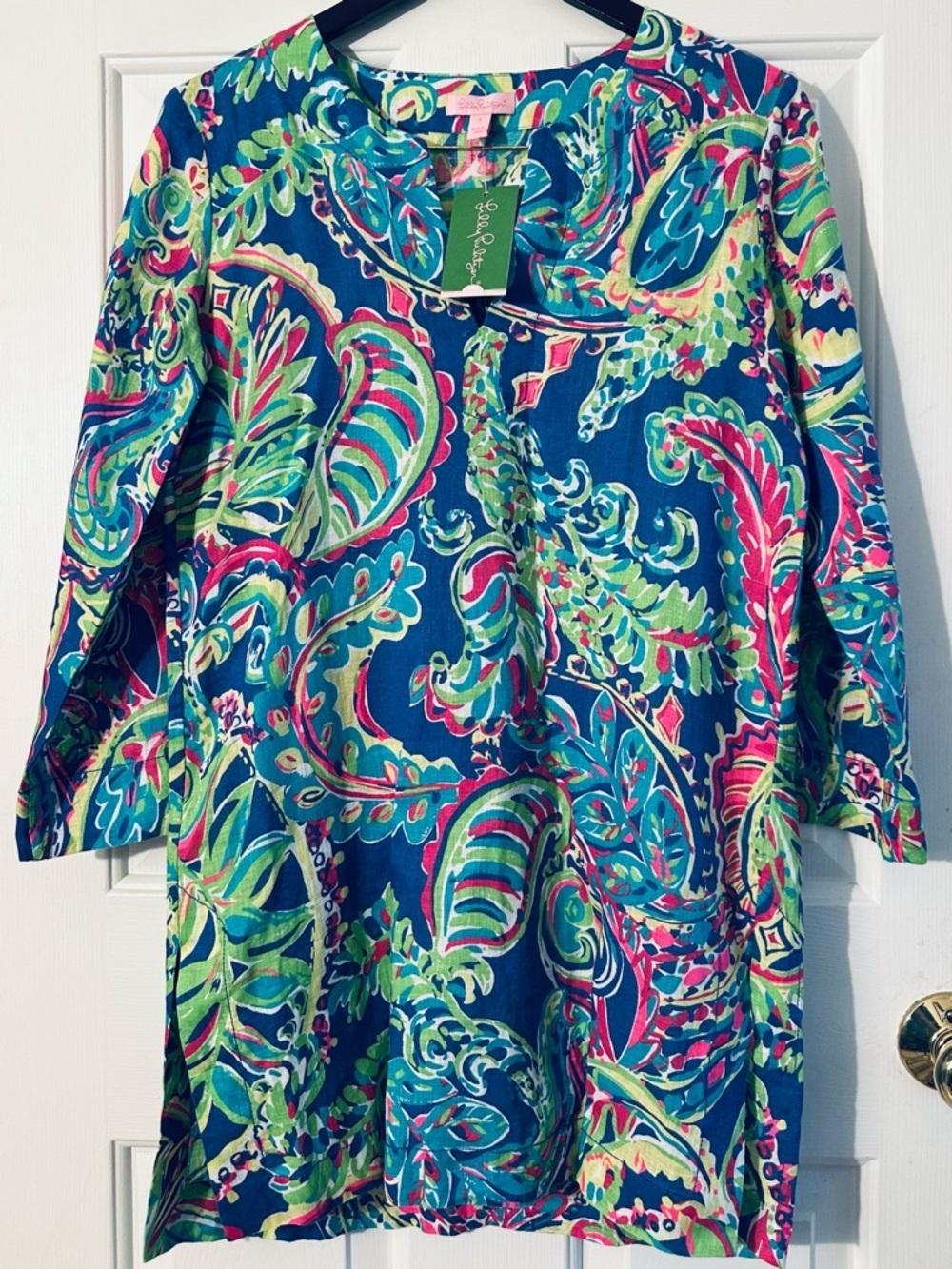 LILLY PULITZER Sm LINEN Capsule Breathable Preppy COASTAL Island Tunic Toucan